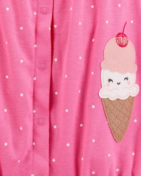 Baby Girl Ice Cream Short-Sleeve Cotton Romper - Pink HKr-K0004