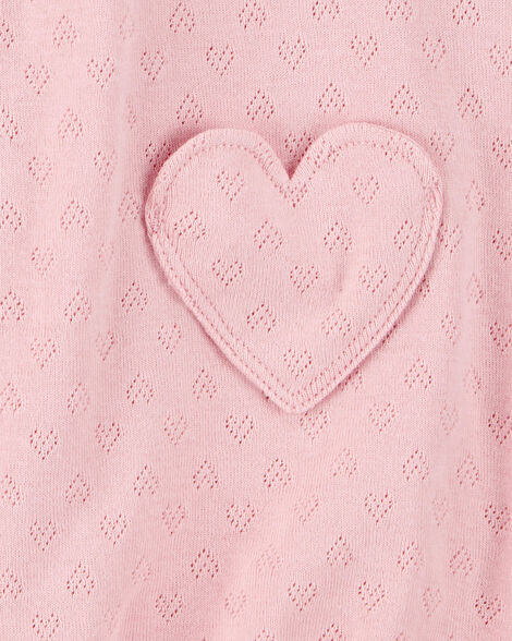 Baby Heart Pockets Cotton Romper - Pink HKr-K0001