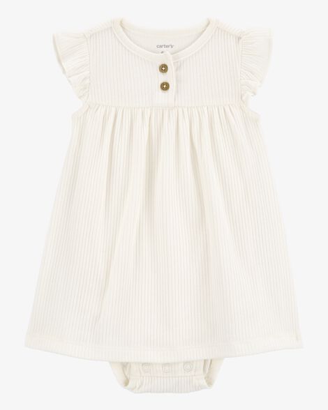 طقم فستان وكارديجان من قطعتين لطفلة - رمادي/أبيض HKR-K0052