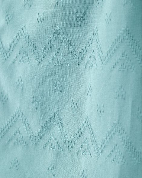 قميص أطفال بأكمام قصيرة وأزرار وطبعة شيفرون - أزرق مخضر HKr-K0039