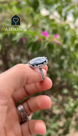 خاتم عقيق فضة نسائي - HKR-R0011