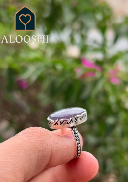 خاتم عقيق فضة نسائي - HKR-R0015