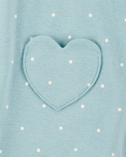 رومبر قطني بجيوب على شكل قلب للأطفال - أزرق HKr-K0002