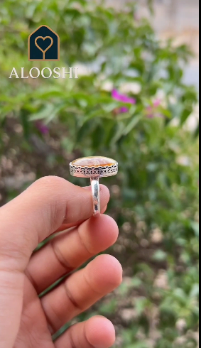 خاتم عقيق فضة نسائي - HKR-R0006