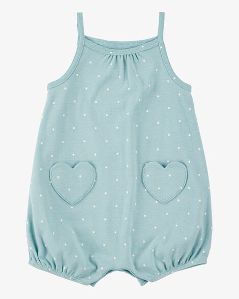 رومبر قطني بجيوب على شكل قلب للأطفال - أزرق HKr-K0002