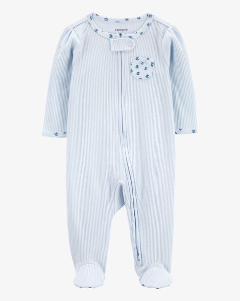 Baby Floral 2-Way Zip Ribbed Sleep & Play Pajamas HKr-K0018