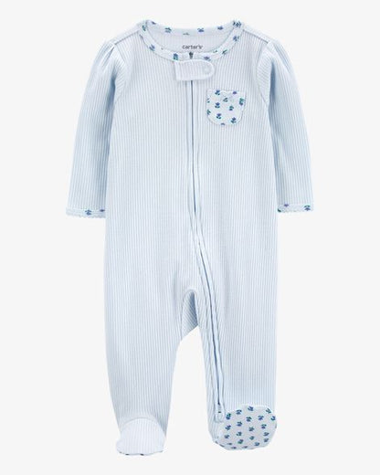 Baby Floral 2-Way Zip Ribbed Sleep & Play Pajamas HKr-K0018
