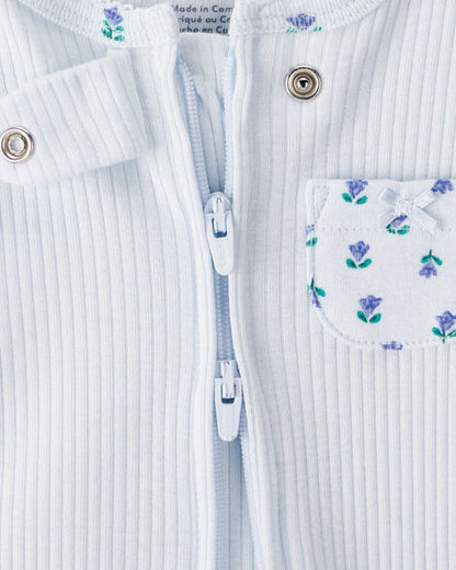 Baby Floral 2-Way Zip Ribbed Sleep & Play Pajamas HKr-K0018