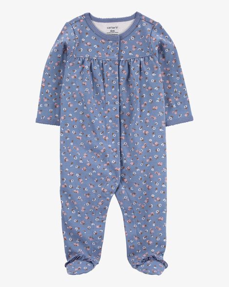 Baby Floral Snap-Up Cotton Sleep & Play Pajamas HKr-K0023