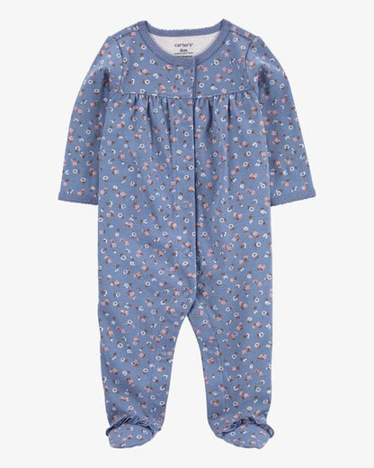 Baby Floral Snap-Up Cotton Sleep & Play Pajamas HKr-K0023