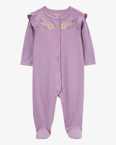 Baby Floral Snap-Up Ribbed Sleep & Play Pajamas HKr-K0022