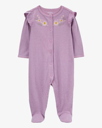 Baby Floral Snap-Up Ribbed Sleep & Play Pajamas HKr-K0022