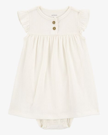 طقم فستان وكارديجان من قطعتين لطفلة - رمادي/أبيض HKR-K0052