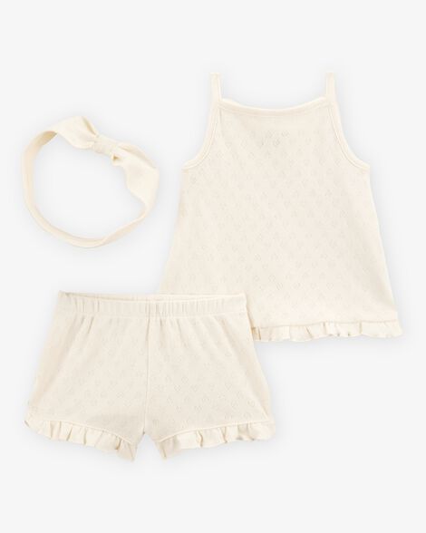 طقم ملابس بوينتِل هارت للبنات الصغيرات، من 3 قطع - كريمي HKr-K0013