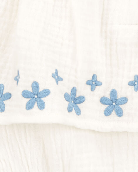 فستان بودي سوت مطرز بالزهور للبنات - عاجي HKr-K0012