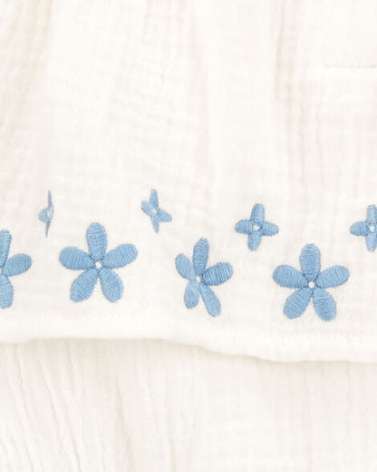 فستان بودي سوت مطرز بالزهور للبنات - عاجي HKr-K0012