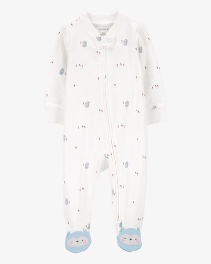 بيجامات نوم وترفيه قطنية بسحاب ثنائي الاتجاه على شكل بومة للبنات HKr-K0021 