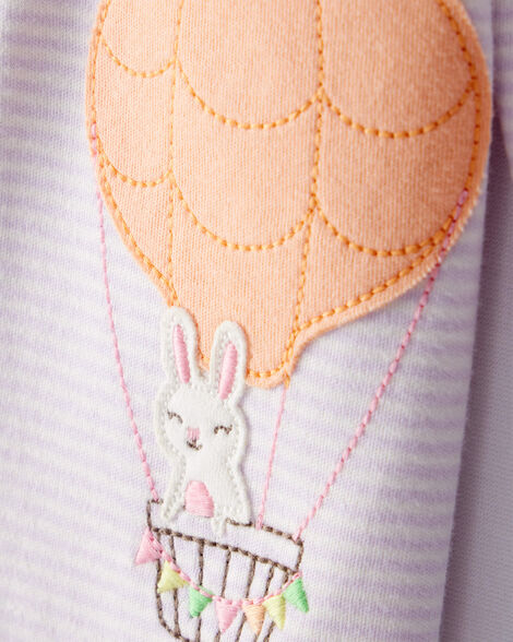 بيجامات نوم ولعب قطنية بسحاب ثنائي الاتجاه على شكل أرنب منطاد هواء ساخن للأطفال HKr-K0016