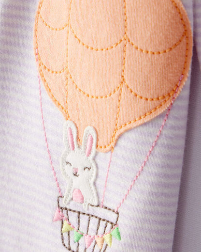 بيجامات نوم ولعب قطنية بسحاب ثنائي الاتجاه على شكل أرنب منطاد هواء ساخن للأطفال HKr-K0016