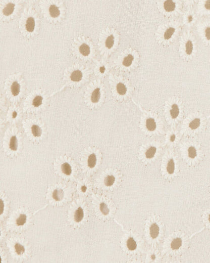 فستان قطني سادة للأطفال - كريمي HKr-K0011