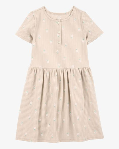 فستان أطفال بأكمام قصيرة مزهر - زهري HKr-K0035