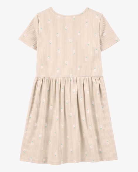 فستان أطفال بأكمام قصيرة مزهر - زهري HKr-K0035