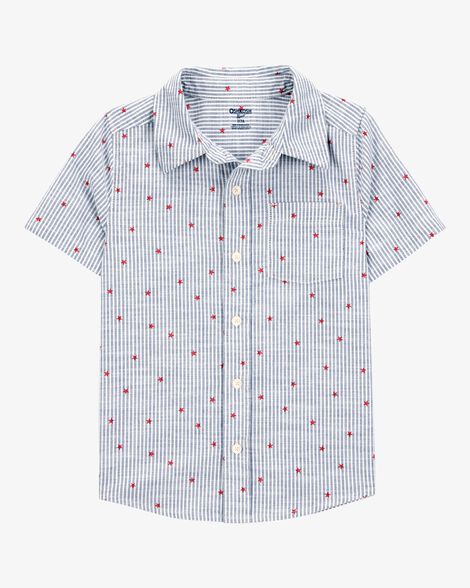 قميص أطفال بأزرار ونجوم وخطوط HKr-K0038