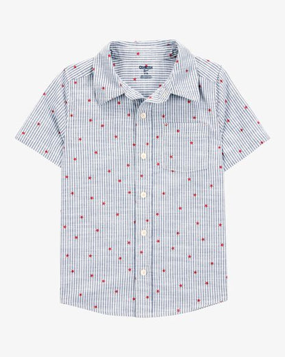 قميص أطفال بأزرار ونجوم وخطوط HKr-K0038