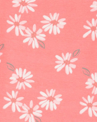 بيجامة قطنية ١٠٠٪؜ بنقشة زهور، قطعتين، للبنات الصغيرات - مرجاني HKr-K0047