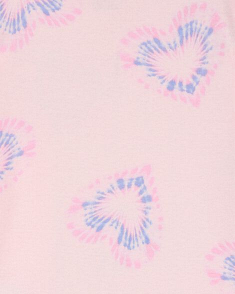 بيجامات قطنية ١٠٠٪؜ بنقشة قلوب مصبوغة بالربط للبنات الصغار - وردي HKr-K0034